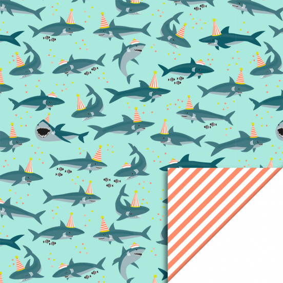 house of products inpakpapier shark mint - stripe fluor orange - 3 m  