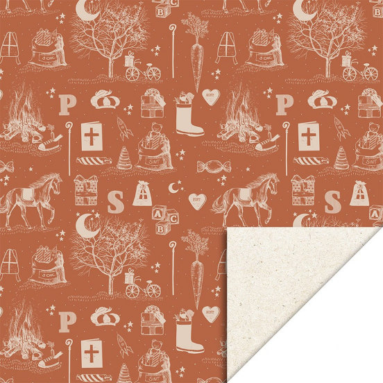 house of products inpakpapier sinterklaas - vintage cognac - 3 m