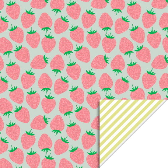 house of products inpakpapier strawberry salmon - stripe yellow - 3 m