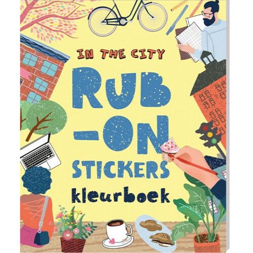 image books kleur- en stickerboek rub-on stickers - in the city