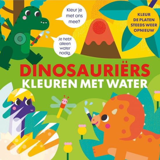 image books kleuren met water dinosauriërs