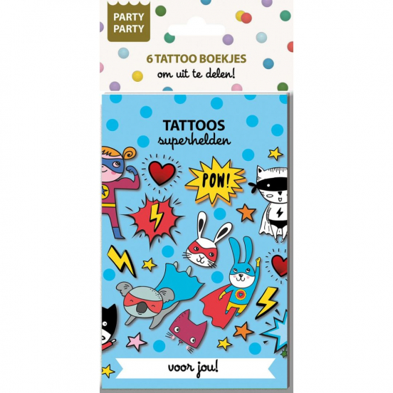 party party uitdeelboekjes tattoos superhelden - 6st