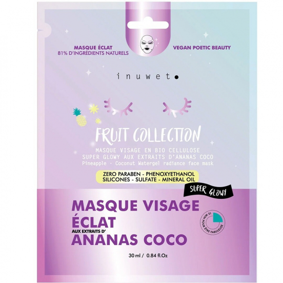 inuwet gezichtsmasker radiance fruit collection - pineapple coconut