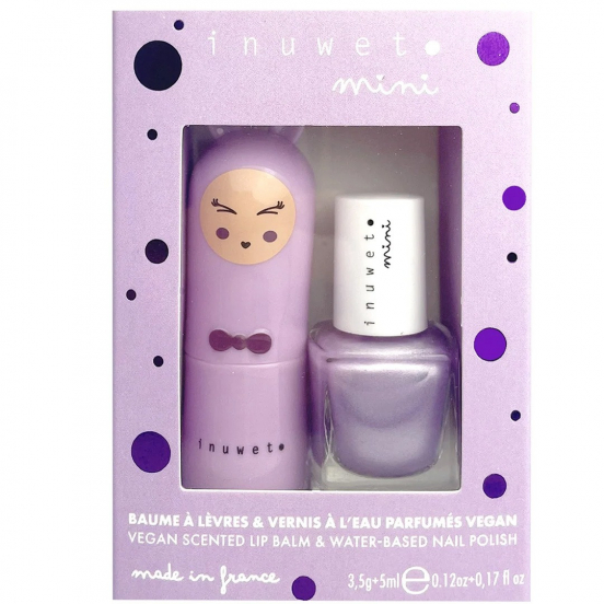 inuwet giftset nagellak en lippenbalsem duo purple