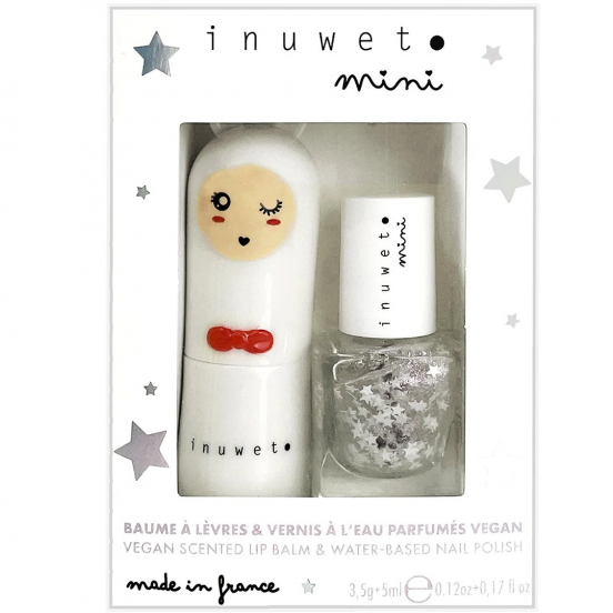 inuwet giftset nagellak en lippenbalsem duo white