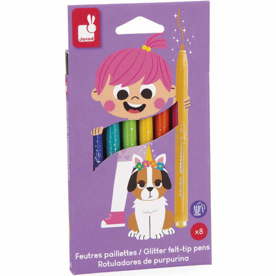 janod viltstiften glitter - 8st