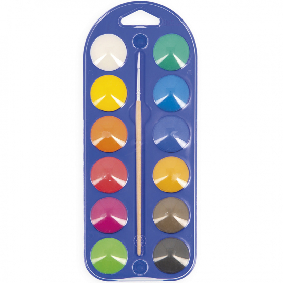 janod waterverf met penseel - 12 kleuren