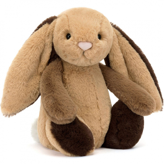jellycat knuffelkonijn bashful patchwork brown bunny - 31 cm