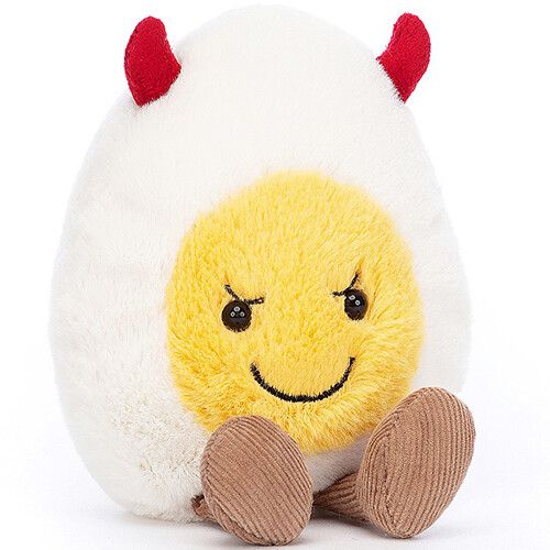 jellycat amuseables knuffel gekookt ei - duiveltje - 14 cm 