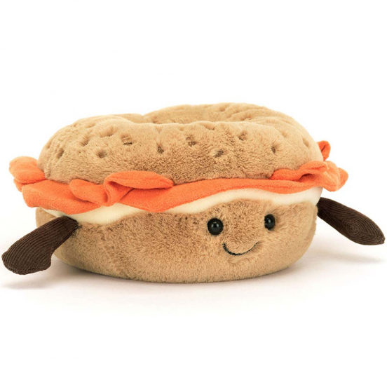 jellycat amuseables knuffelbagel - 14 cm