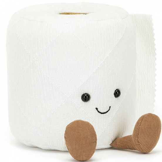 jellycat amuseables peluche rouleau de papier toilette - 15 cm