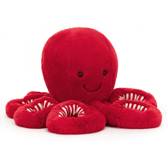 jellycat knuffel octopus cranberry - 27 cm 