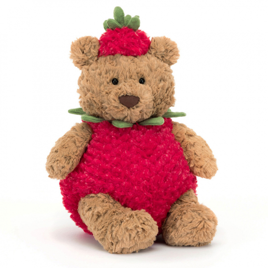 jellycat knuffelbeer bartholomew bear strawberry - 26 cm
