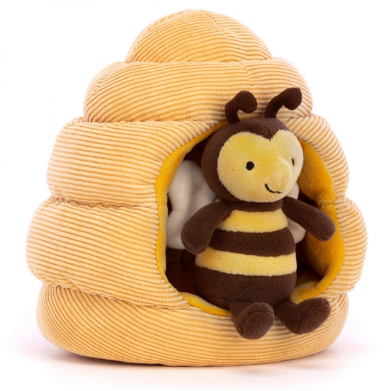 jellycat knuffelbij en bijenkorf - honeyhome bee - 17 cm 