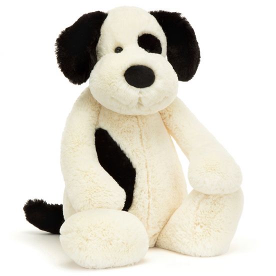 jellycat knuffelhond bashful black & cream puppy - 51 cm