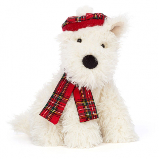 jellycat knuffelhond scottie kerst - 21 cm 