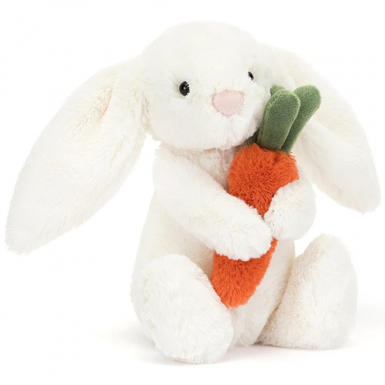 jellycat knuffelkonijn bashful bunny met wortel - 18 cm