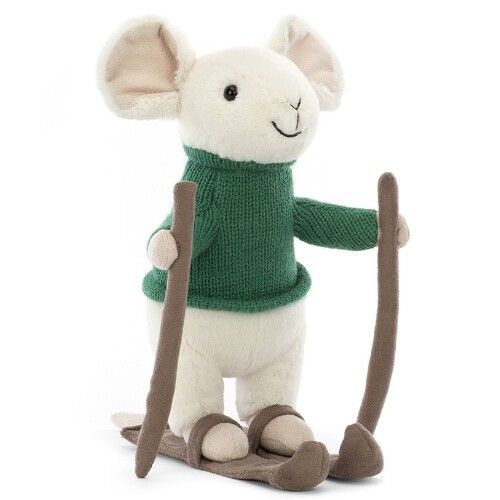 jellycat knuffelmuis merry mouse - skiing - 20 cm
