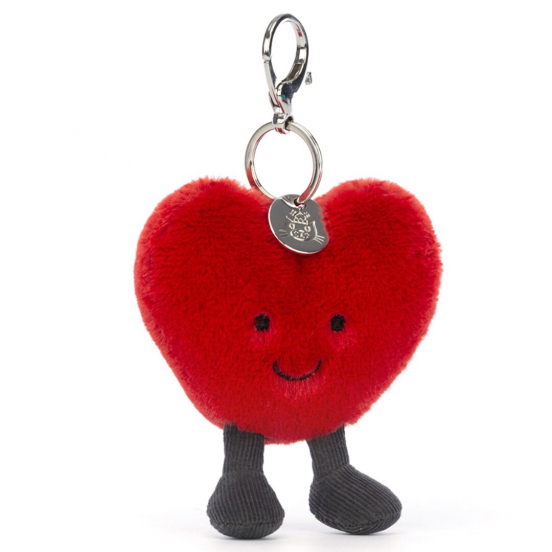 jellycat sleutelhanger amuseables rood hart - 9 cm 