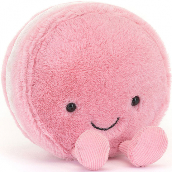 jellycat amuseables knuffelmacaron framboos - 12 cm