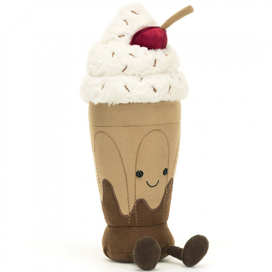 jellycat amuseables knuffelmilkshake chocolade - 27 cm