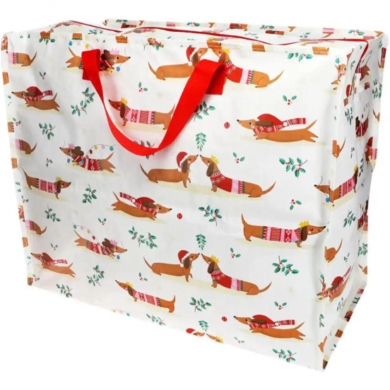 rex london jumbo opbergtas festive sausage dog