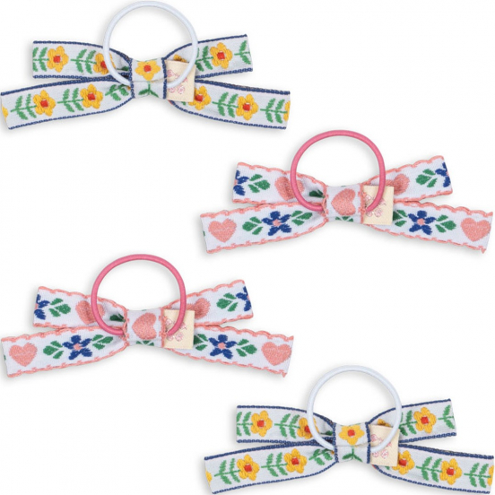 konges sløjd mini haarelastieken bow - white rose - 4st