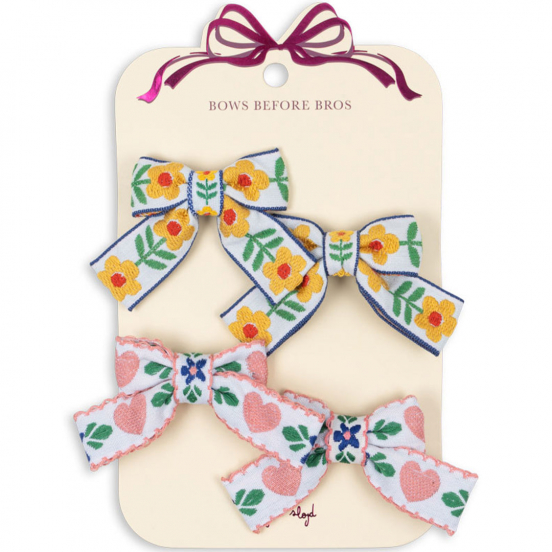 konges sløjd haarclips bow - white rose - 4st