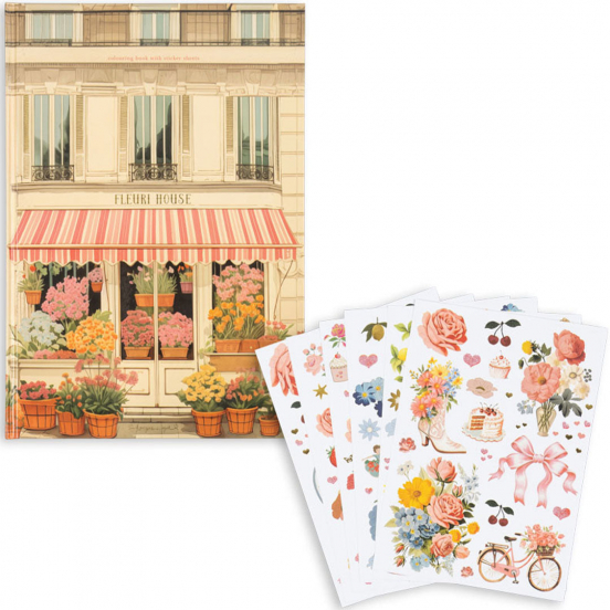 konges sløjd kleurboek met stickers - house of flowers