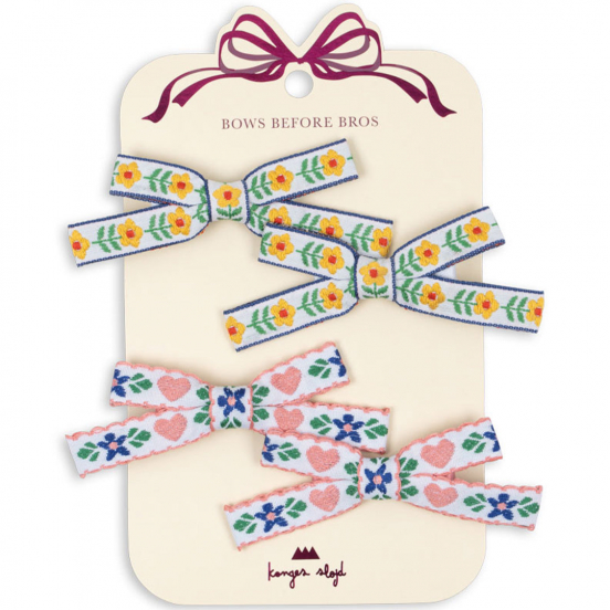 konges sløjd mini haarclips bow - white rose - 4st
