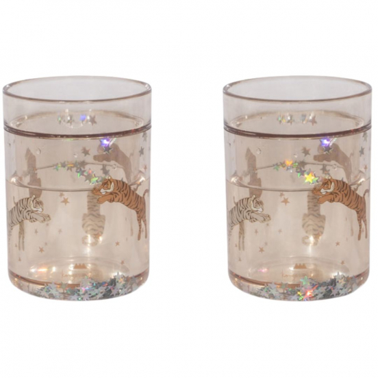 konges sløjd kinderbekers met glitter - roar - 2st