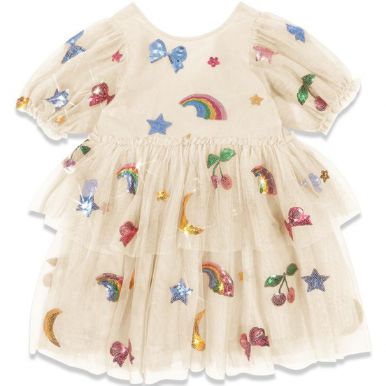 konges sløjd kinderjurk yvonne - rainbow twinkle - 3 jaar