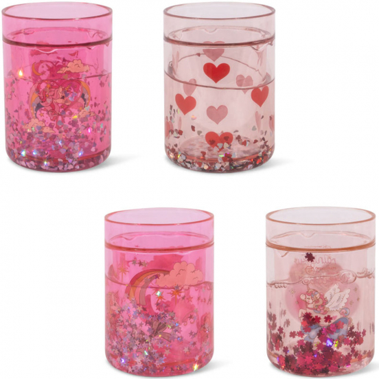 konges sløjd kinderbekers met glitter - pink mix - 4st