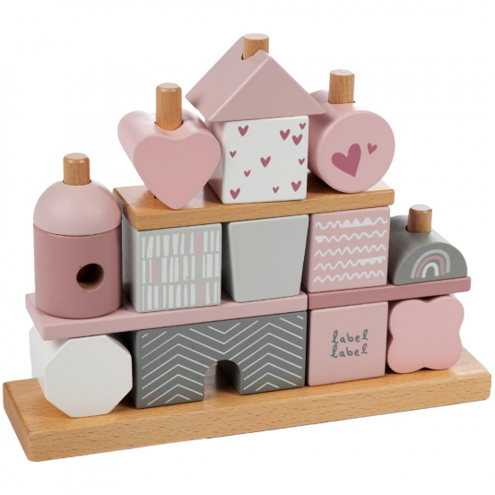 label label stapelblokken house pink - 25-delig