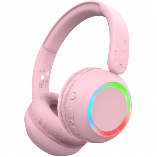 lalarma draadloze kinderkoptelefoon met licht - roze