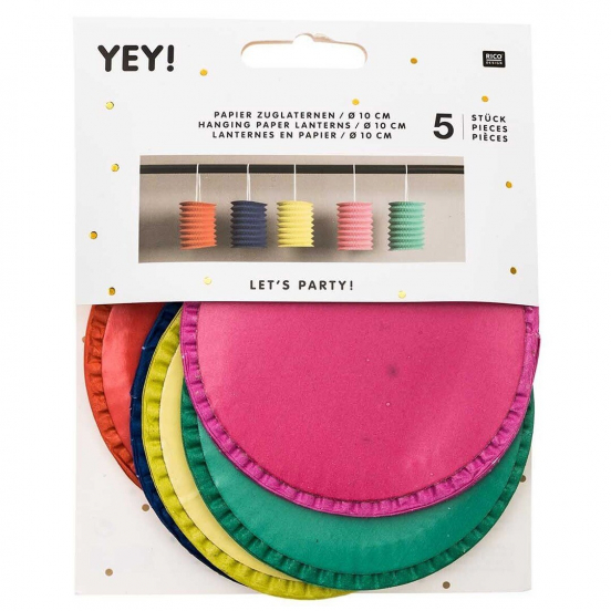 lampions papier gekleurd - 5st