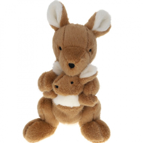 le petit souk knuffelkangoeroe met baby - 24 cm