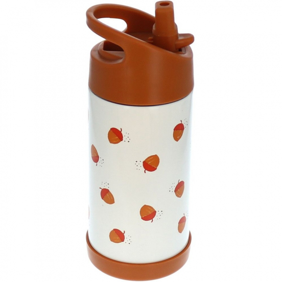 le petit souk rvs thermosfles met rietje - hazelnoten - 300ml