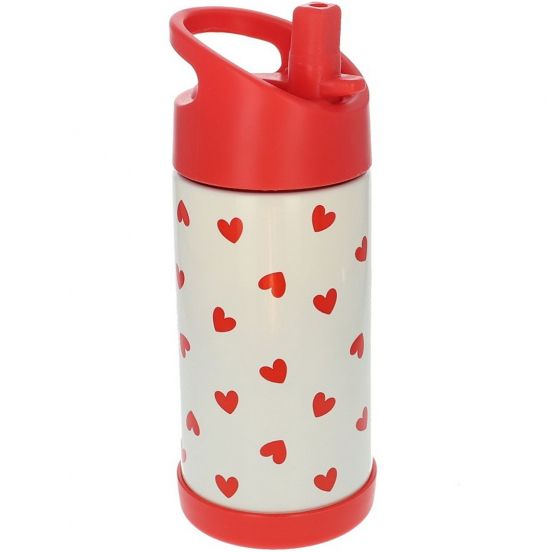 le petit souk rvs thermosfles met rietje - hartjes - 300ml