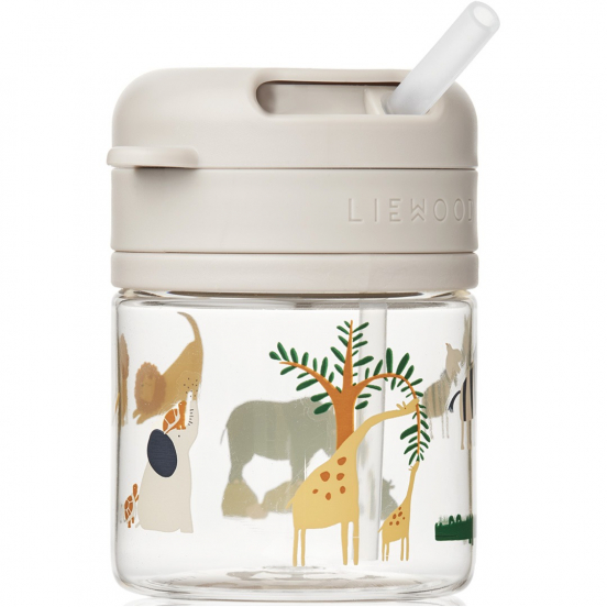 liewood drinkbeker met rietje pavia - all together sandy - 280 ml