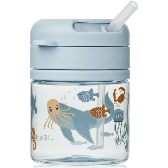 liewood drinkbeker met rietje pavia - sea creature sandy - 280 ml