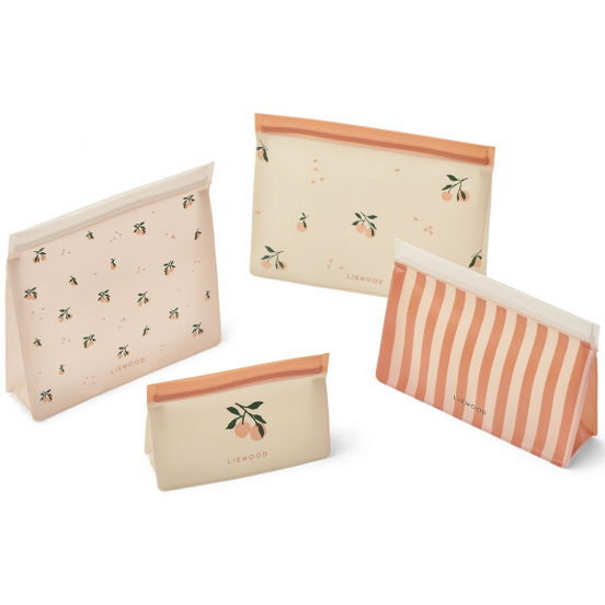 liewood herbruikbare lunchzakjes keith - peach sea shell - 4st