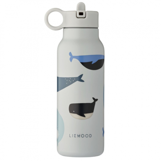 liewood rvs thermosfles falk - whales cloud blue - 350 ml  