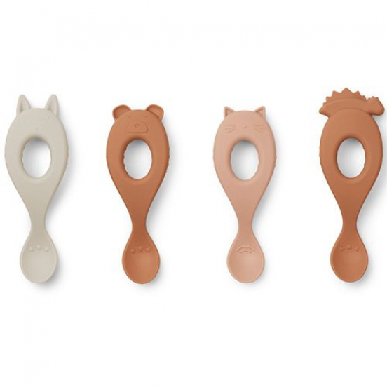 liewood siliconen kinderlepels liva - rose mix - 4st