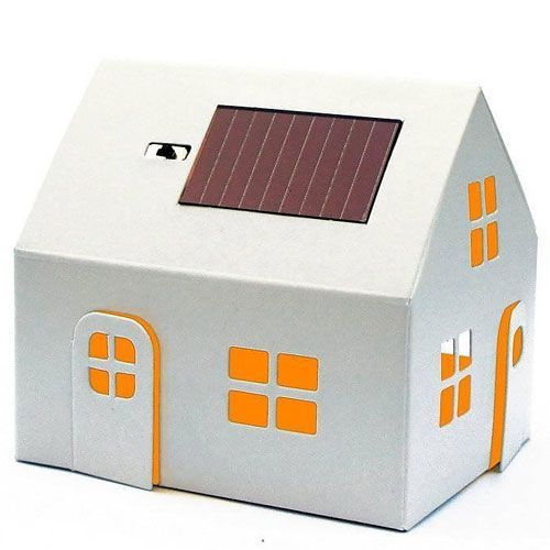 litogami bouwpakketje huisje met zonnepaneel - wit 