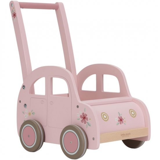 little dutch loopwagen auto roze