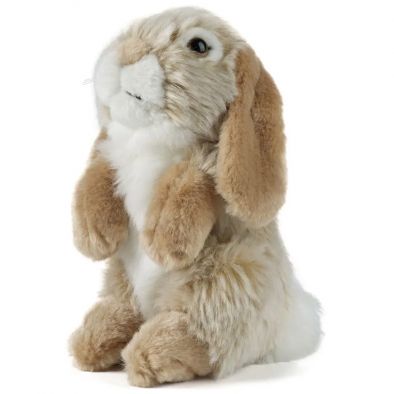 living nature knuffel hangoor konijn zittend - bruin - 18 cm