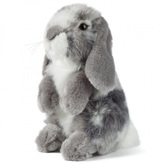 living nature knuffel hangoor konijn zittend - grijs - 18 cm