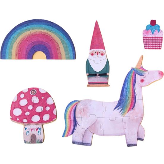 londji puzzel happy birthday unicorn - omkeerbaar - 2, 4, 6, 8 , 10st