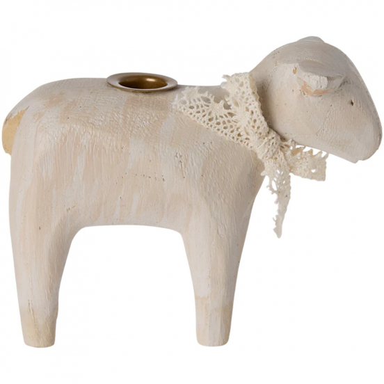 maileg kaarshouder lam - gebroken wit - 8 cm
